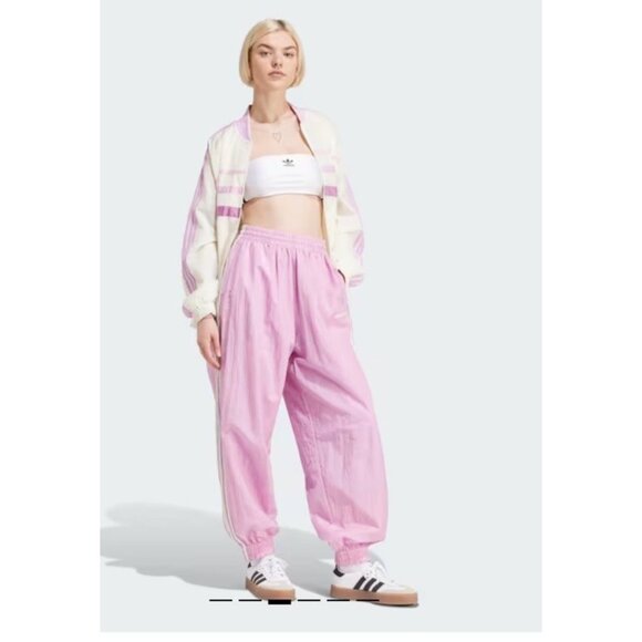 ADIDAS ORIGINALS 80'S Retro Lilac Purple FLEECE TRACK PANTS NWT Large - Picture 4 of 5